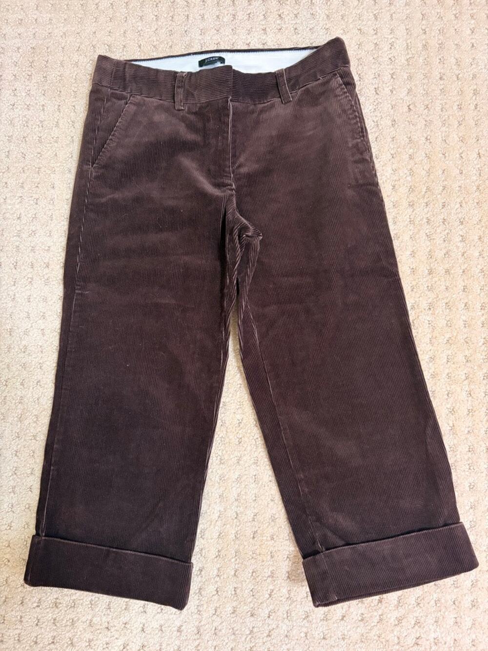 J.Crew City Fit Brown Corduroy Cuffed Pants Size 2
